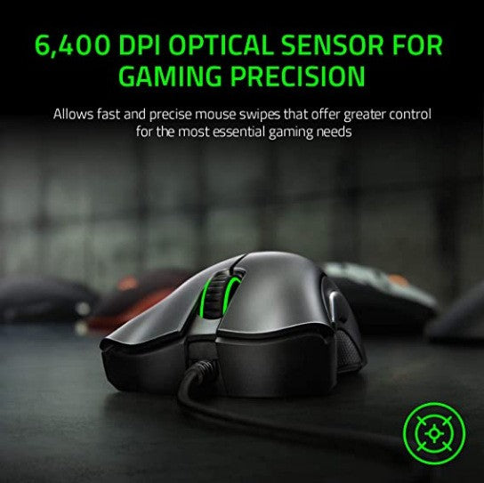 Mouse Gamer Com Fio Razer DeathAdder Essential / Mouses Com Fio 6400DPI 5 Botões Independentes Para PC Gamer de Laptop