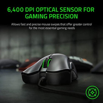 Mouse Gamer Com Fio Razer DeathAdder Essential / Mouses Com Fio 6400DPI 5 Botões Independentes Para PC Gamer de Laptop