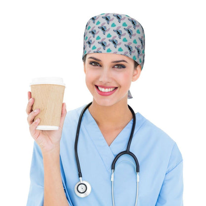 Custom Retro Cartoon Cleaning Working Cap Comfortable  Stitch Ohana Scrub Cap Surgicals Hat Nurse Scrubs Hat For Dentist