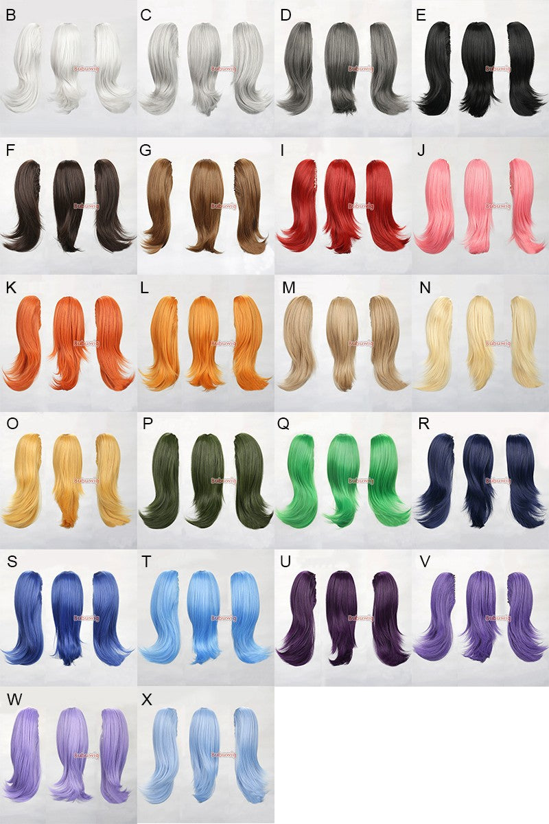 Bubuwig Cabelo Sintético 22 Cores 30cm Curto Liso Rabo de Cavalo Único Moda Anime Preto Vermelho Azul Perucas Cosplay Resistente ao Calor