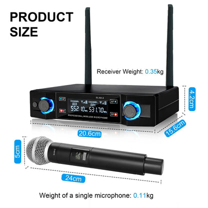 G-L-X Sistema de Microfone Sem Fio Profissional de Canal Duplo UHF Frequência Fixa Microfone Dinâmico de Mão Sem Fio Para Festa de Karaokê