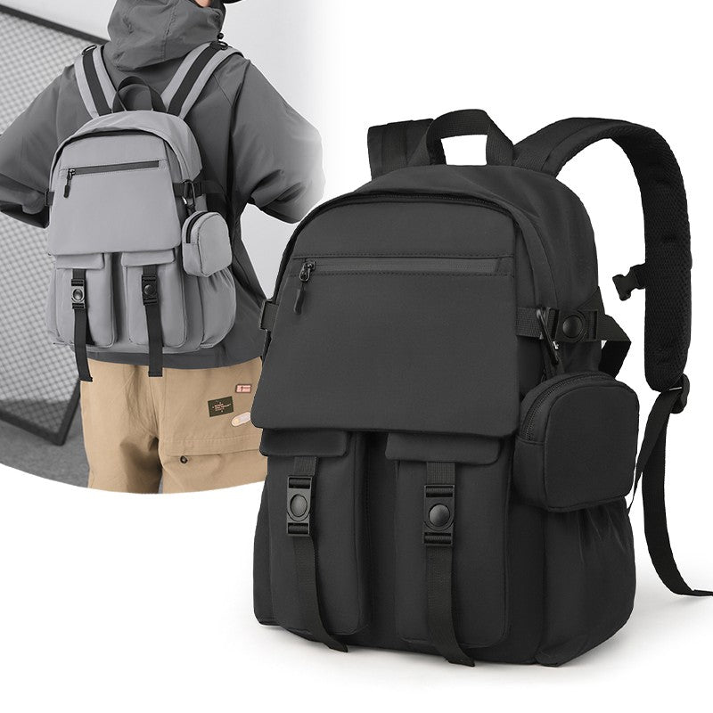 Mochila Masculina Simples e Moderna - Grande Capacidade, Compartimento para Laptop, Vários Bolsos, Ideal para Estudantes e Viagens
