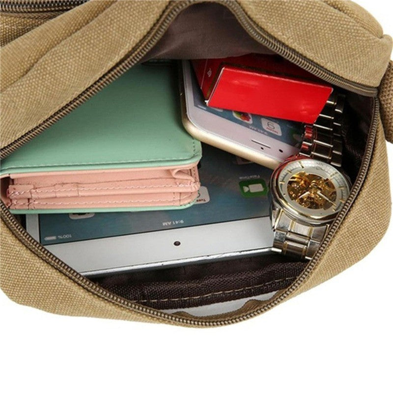 Multifunctional Men's Shoulder Bag Flap Solid Color Casual Messenger Canvas Travel Male Crossbody Bags