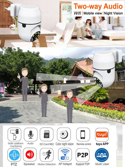 Tuya PTZ IP Camera Wireless Human Auto Tracking Cctv Security Surveillance Smart Cloud Color Night Vision Wifi Home Cam
