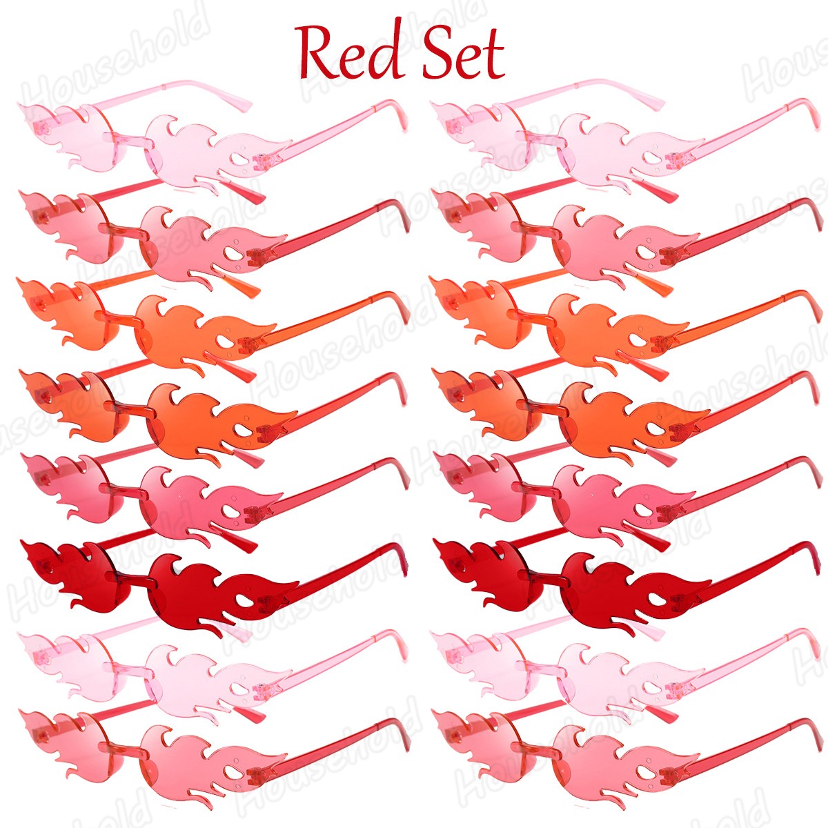 Fun Party Sunglasses Fire Flame Sunglasses Rimless Fire Sunglasses Halloween Candy Color Glasses for Christmas Favors