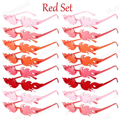 Fun Party Sunglasses Fire Flame Sunglasses Rimless Fire Sunglasses Halloween Candy Color Glasses for Christmas Favors