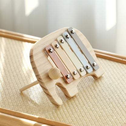 1pc Baby Wooden Rattle Wooden Elephant Xylophone Baby 0 3 Years Toys Make Sound Toys Music Rattle Wooden Kids Instruments Toys