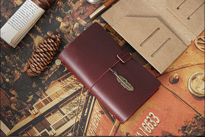 100% Genuine Leather Journal Refillable Travel Notebook Retro DIY Handmade Diary Sketchbook School Office Gift Customized