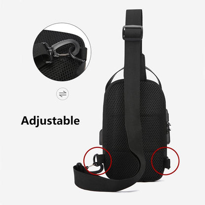 Men's Anti-theft Password Lock Chest Bag Multifunctional Waterproof Adjustable Shoulder Strap USB Charging Casual Crossbody Bag