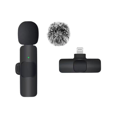 Microfone de Lapela Sem Fio Basix Gravação de Áudio Mini Microfone de Lã Substituível à Prova de Vento para iPhone 16 Gravar Vlog YouTube