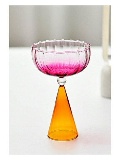 Taças de Coquetel Estilo Onda com Efeito Duas Cores Criativas Verde Azul Âmbar Roxo para Martini Mojito Champagne Margarita