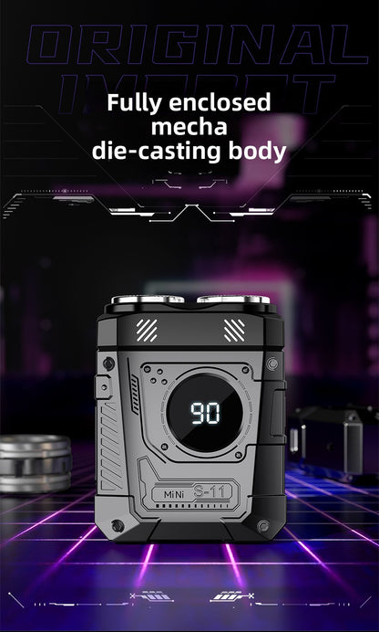 Powerful Dual Blade Mini Electric Smart Shaver Digital Display Beard Trimmer Tool 36Db Household& Car