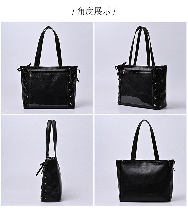 New Original Spicy Girl Cool Ita Bag Large Capacity Transparent Pain Layer Crossbody Bag Love Chain Ulzzang Shoulder Bag Handbag