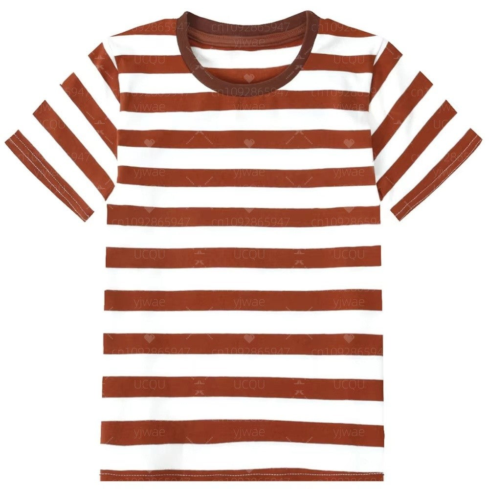 2026 Max Mayfield Cosplay Costume Rainbow Striped T-shirt Women Kids Casual Colorful For Short Sleeve -T-Shirt