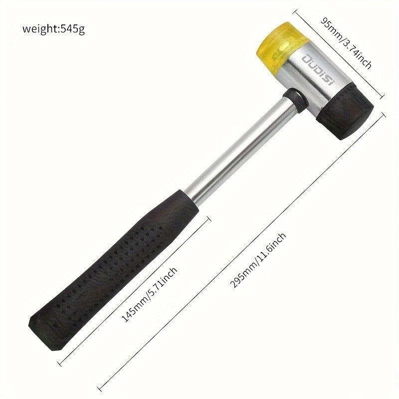 1 martelo de borracha, equipado com um medidor de anel de madeira para reparo e ajuste, martelo de borracha para instalação, martelo de percussão
