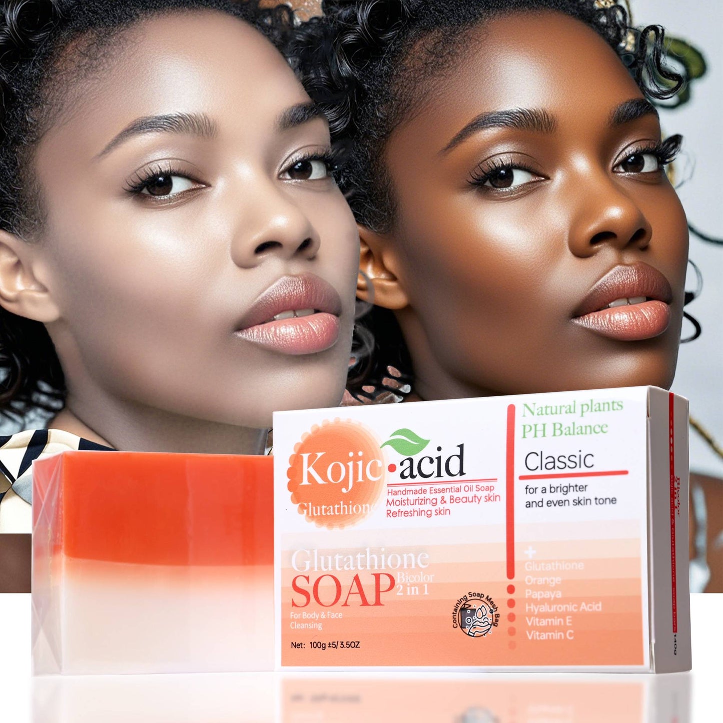 Barra de Sabonete de Mel Orgânico Mais Vendido 100g com Ácido Kójico + Glutationa Anti-Acne Ajuda no Clareamento do Banho e Rosto
