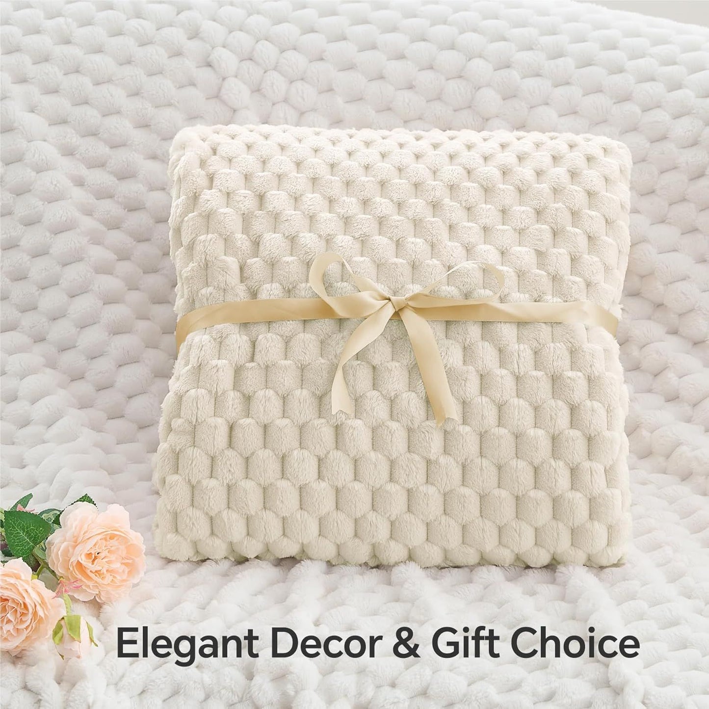 Big 3D Clouds Stylish Hexagon Jacquard Decorative Fuzzy Blankets for Household, Camping, and Travel, Super Soft Cozy