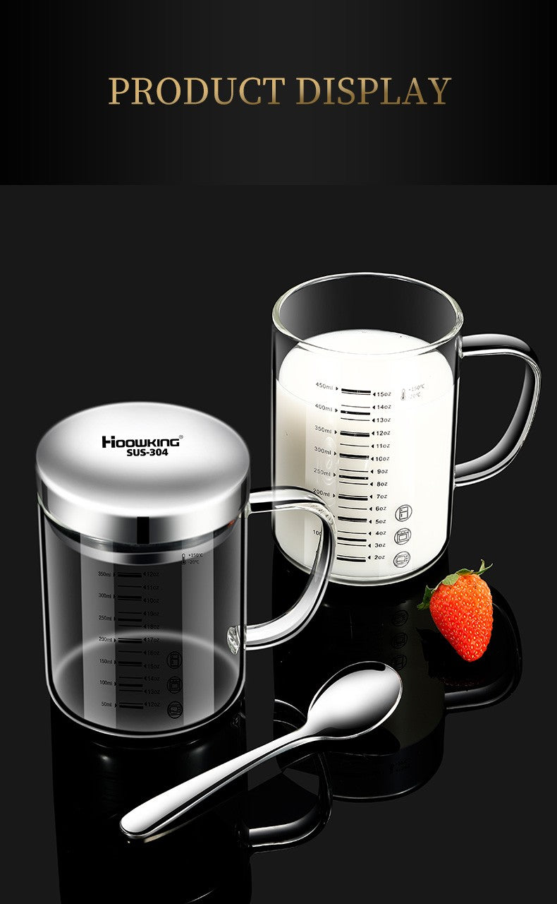 Y-244 Copo de Leite Caneca de Café Copo Medidor Graduado com Alça de Vidro Borossilicato Copos Medidores de Qualidade Alimentar Multifuncionais