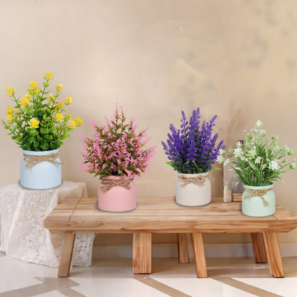 Artificial Pot Flowers Small Fake Plants with Pot Mini Potted Plants for Home Room Office Party TableTop  Decoration Fake Potted