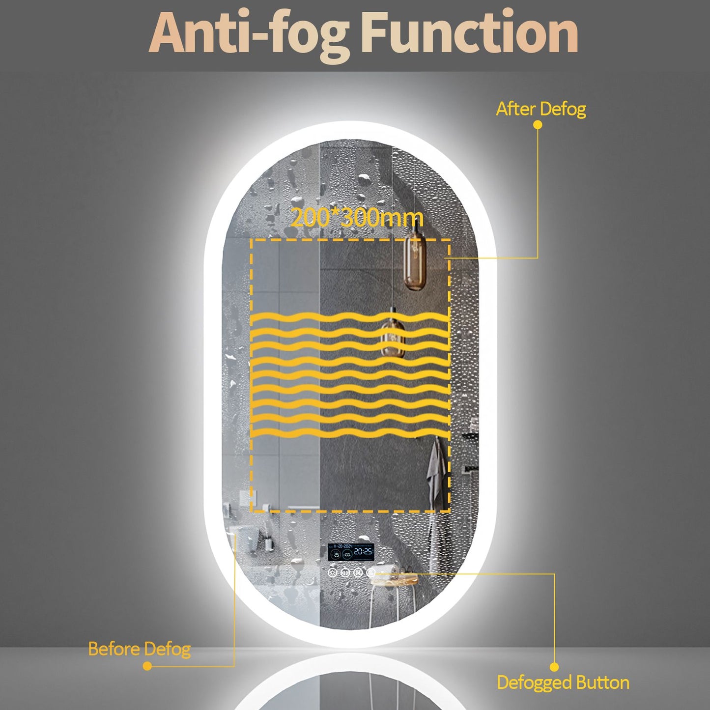 LUVODI 20x32” Led Lighted Bluetooth Bathroom Mirror Backlit Illuminate Dimming Vanity Mirror with Time Date Display Anti-fog