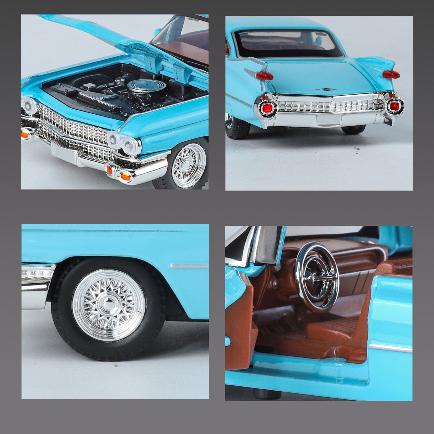1:32 Cadillac Eldorado Biarritz Classic Retro Car Carro de Brinquedo em Metal Fundido com Som e Luz para Colecionar Puxar para Trás Hobby