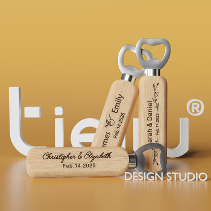 12PCS Custom Wedding Gift Bottle Opener Wedding Favors for Guests Personalized Wooden Opener as Gift for Wedding Decoration