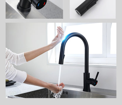 Pull Out Sensor Black Kitchen Faucet Sensitive Touch Control Faucet Mixer For Kitchen Touch Sensor Kitchen Mixer Tap