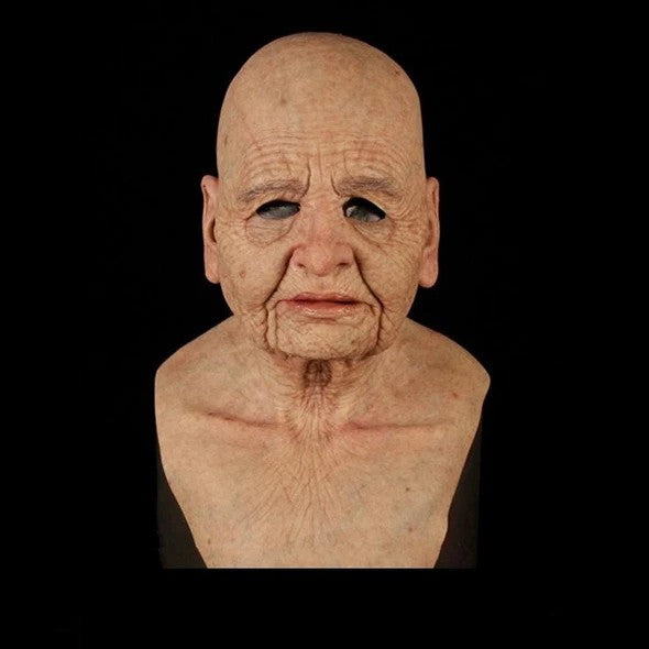 Old Man Mask Full Head Realistic Grandpa Face Wig Scary Elderly Costume For Halloween Party Centerpiece Home Display For Adults