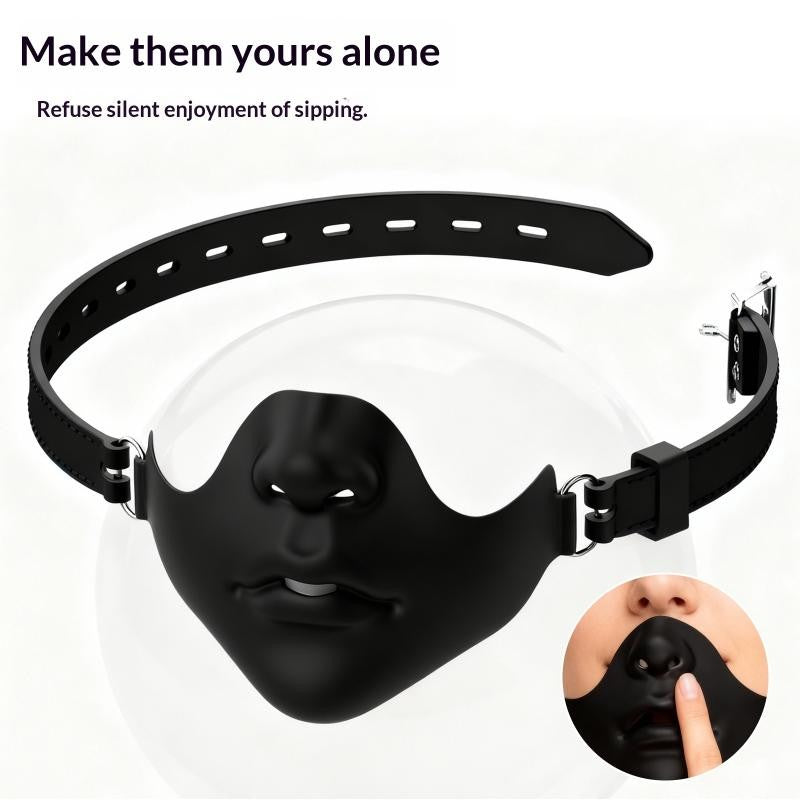 1Pc Black Resin Half Face Mask With Adjustable Buckle Strap And Realistic Human Face Design For Halloween Cosplay Costume Party