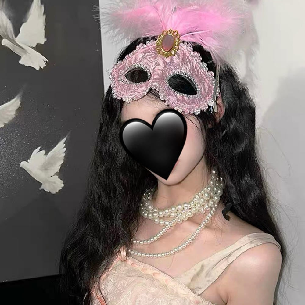 Halloween Mask Masquerade Princess Half Face Lace Plus Flower Children Adult Eye Mask Female Party Performance Props