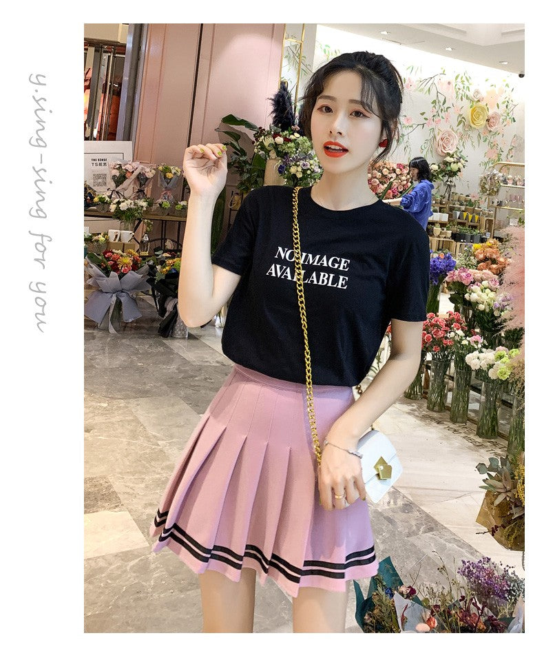 High Waist Women's Skirts Striped Pleated Elastic Waist Female Sweet Mini Dance Plaid Skirt Y2k Korean England Style