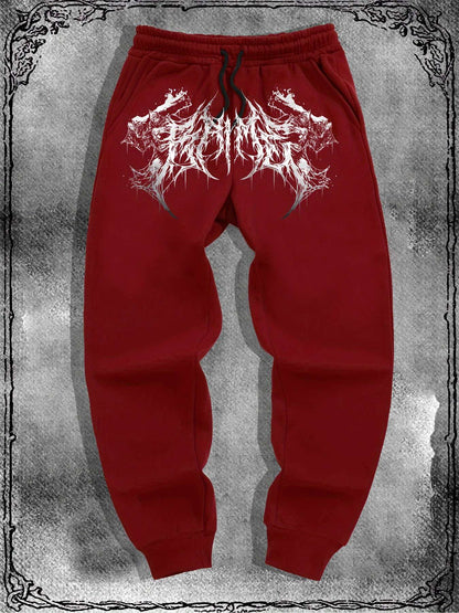 White Bandana Pattern Print Drawstring Sweatpants Loose Fit Unisex Joggers Purple Black Red Brown Grey Casual Fall Winter