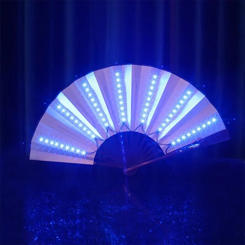 Glow Folding Led Fan Dancing Light Fan Night Show Halloween Christmas Rave Festival Accessories Glow in The Dark Party Supplies
