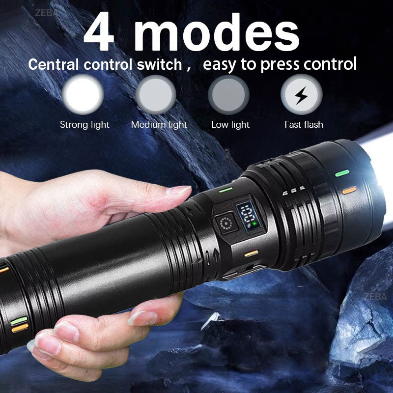 30000000LM High Power LED Flashlight Most Bright Tactical Torch Rechargeable Portable Light Long Shot 5000M Camping Hunting Lamp