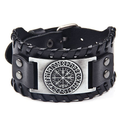Acessórios de joias de runa viking HNSP pulseira de couro para homens tamanho ajustável