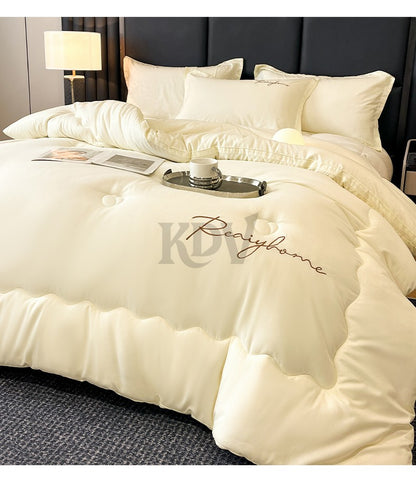 Edredom Acolchoado de Alta Qualidade para Outono/Inverno, Queen Size, Macio, Fofo, Enchimento de Edredom, Letra Bordada, Acolchoado Grosso e Quente para Cama