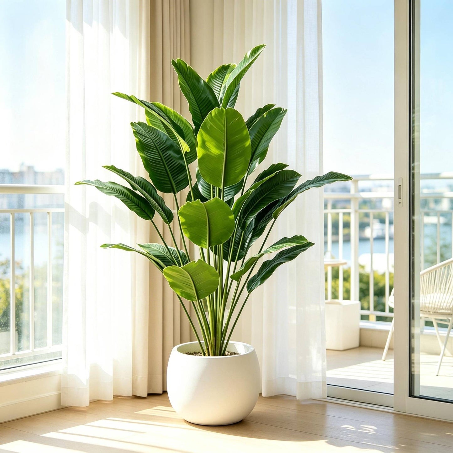 67-112cm Large Artificial Plants Bird of Paradise Tree Tropical Fake Banana Leaves Plastic Palm Plants for Home Garden Decor