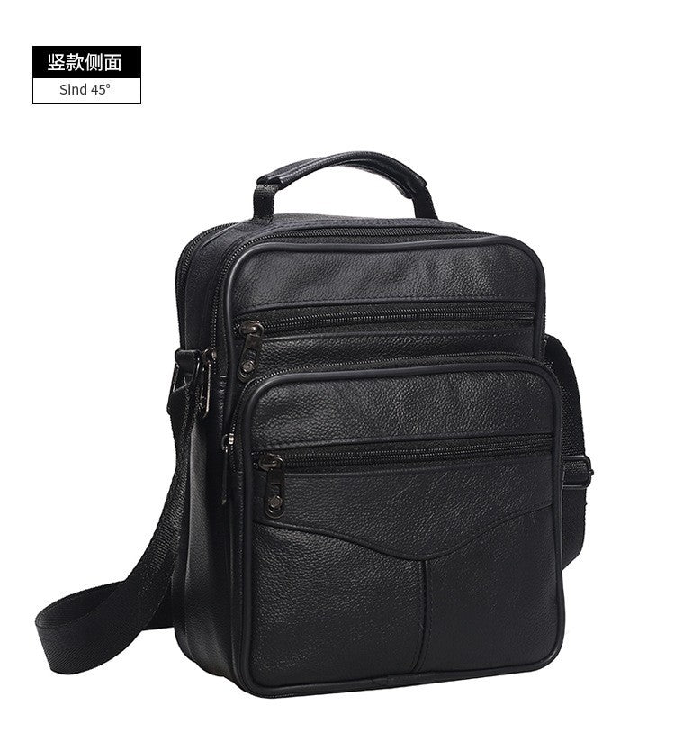 Men Genuine Leather Shoulder Bag Male Cowhide Leather Handbags Men's Large Zipper Messenger Bag Travel Tablet Bag Tote