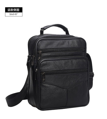 Men Genuine Leather Shoulder Bag Male Cowhide Leather Handbags Men's Large Zipper Messenger Bag Travel Tablet Bag Tote