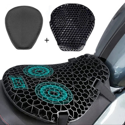 Almofada de assento de motocicleta com absorção de choque, descompressão em gel colmeia 3D, almofada de assento de motocicleta universal confortável
