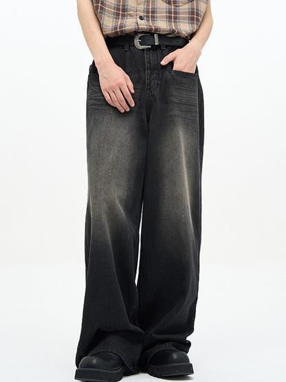 Calça Jeans Masculina Clássica Americana Hip Hop Rap Perna Larga Juventude Popular Masculina Reta Retrô Solta Calças Jeans Oversized