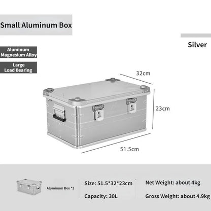 MOUNTAINHIKER Outdoor Storage Box Camping Picnic Travel Aluminum Alloy Large Capacity Box Silver Storage Bag 30-80L