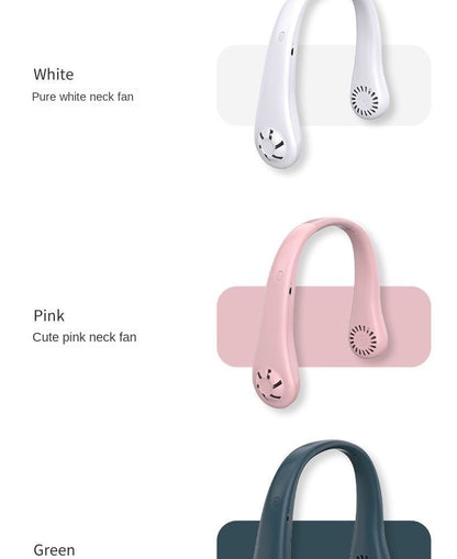2025 Long endur New Mini Neck Mounted Fan Portable Bladeless Neck Rechargeable Air Cooler 3 Speed Mini Summer Sports Fan Outdoor