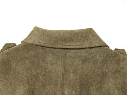 Women's Jacket Fall 2025 New Solid Color Long-Sleeved Faux Suede Loose Bomber Jacket Casual Fashion Personality Versatile