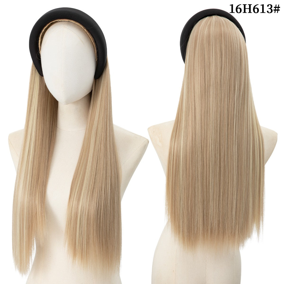 Peruca de Cabelo Sintético Longo Ondulado com Faixa Feminina Ombré Castanho Preto Loiro Cosplay Natural Resistente ao Calor Meia Peruca para Mulheres
