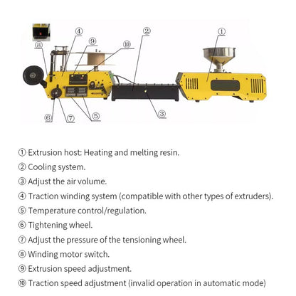 Extrusora de Filamento 3D HT400 Fabricante de Filamento para Impressora 3D Extrusora Automática de Consumíveis de Mesa para Filamento de Impressão 3D PLA PETG PA ABS