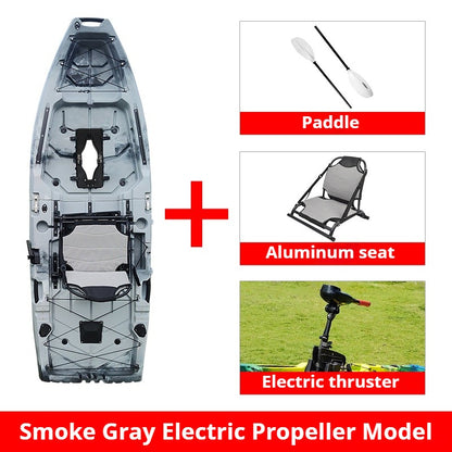 Caiaque Modular de 2 Lugares, Canoa HDPE Elétrica/a Pedal com Assentos de Alumínio, Barco de Pesca Portátil para Recreação em Lagos e no Mar