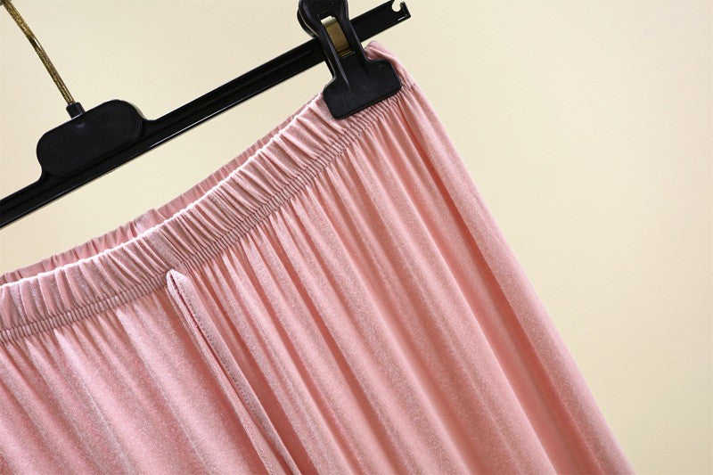 Plus size L to 6XL U-Neck Women's wide leg pants high waist Loose Long pant solid color Casual drapped trousers all match