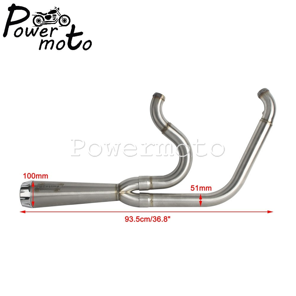2-into-1 Full Systems Exhaust Motorcycle Complete Muffler For Harley  M8 Touring Road Glide CVO Street Electra Glide Road King