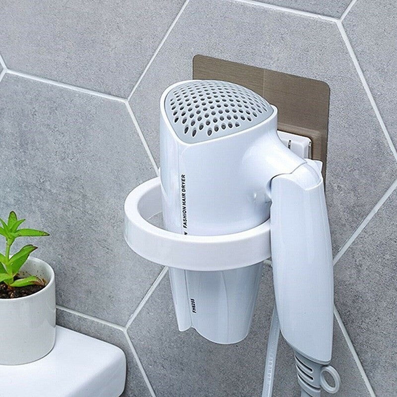 Suporte de Secador de Cabelo Organizador Soprador Adesivo Montado na Parede Sem Pregos Sem Furos Aço Inoxidável Espiral Suporte Armazenamento Para Banheiro